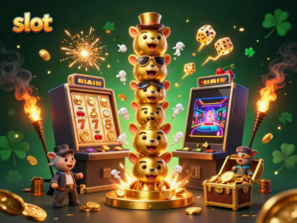 Experience thrilling slot action in a vibrant 3D casino scene featuring a golden totem and explosive symbols.