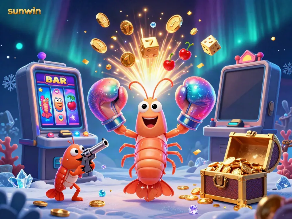 Experience the excitement of sunwin with vibrant gambling visuals featuring a jackpot explosion and colorful game elements.